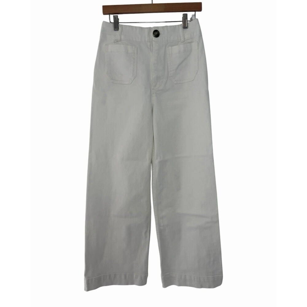 Anthropologie Maeve The Colette Pants Size 27T White High Rise Wide Leg